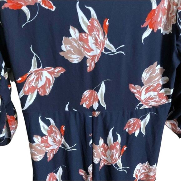 Beeches Brook Dress Women’s Size L Knit Wrap Black Floral Career Work Surplice - Picture 9 of 11